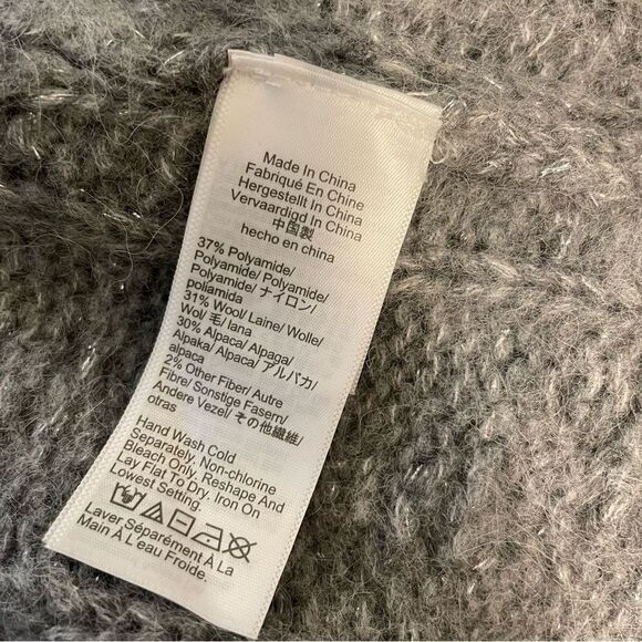 J. Crew Metallic Cable-Knit Sweater Heather Iron Metallic Wool Alpaca Size XS - Picture 7 of 8